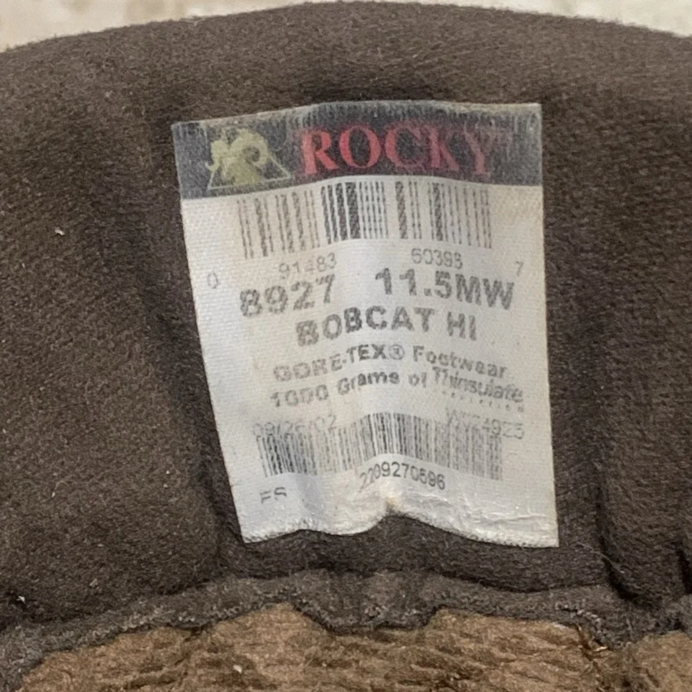 Rocky Gore Tex Camo Boots Sz 11.5 Mens Thinsulate Tall Bobcat Hi 1000 Gr 8927